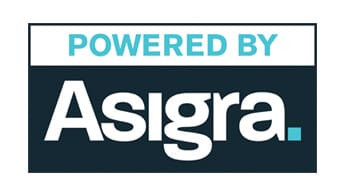 Asigra logo with "Powered By" text.