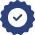 Blue checkmark inside a circular badge.